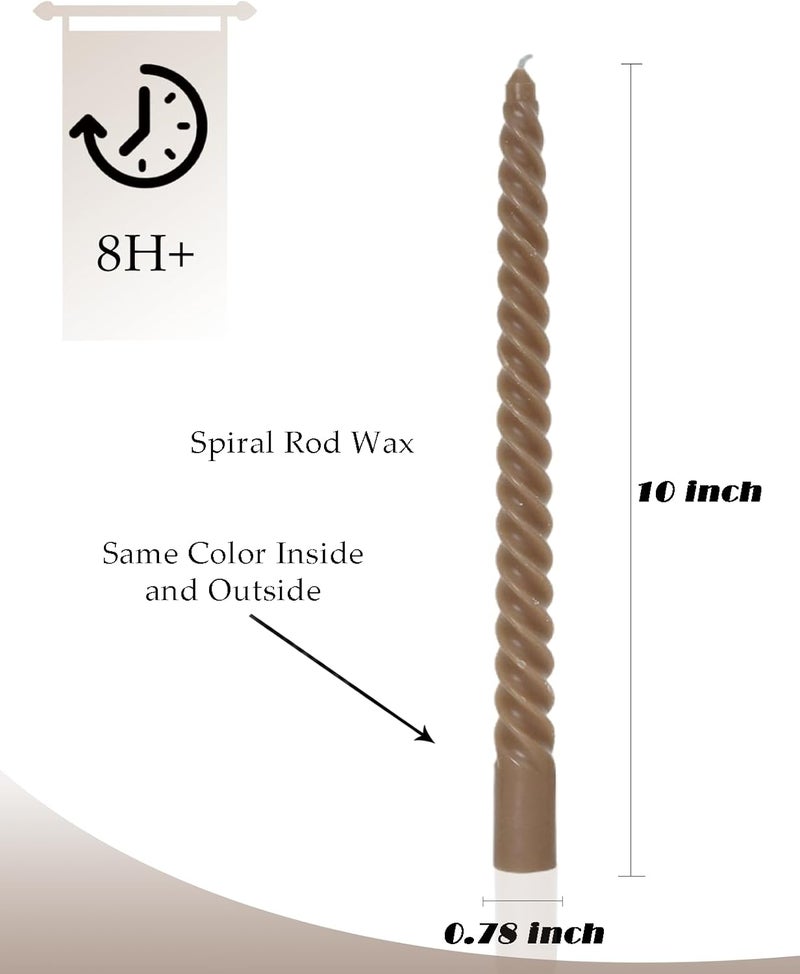LPUSA Brown Tall Taper Candles Spiral Candle Sticks,Unscented Pastel Candle for Holiday,Wedding and Home Decoration,10inch,12 Pack(E-Gradient Brown) - Image 4